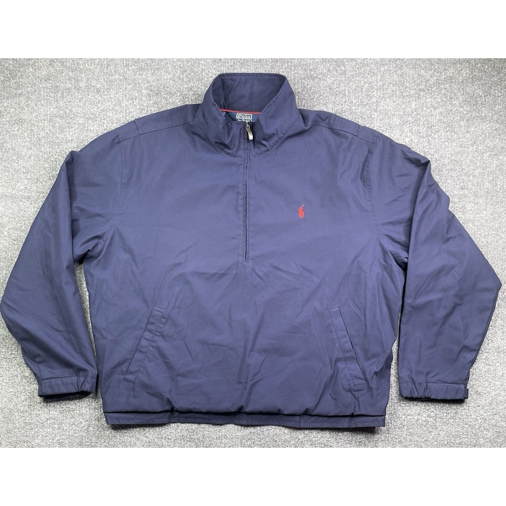 Polo Ralph Lauren Windbreaker Mens XL Navy Blue Half Zip Pullover Jacket